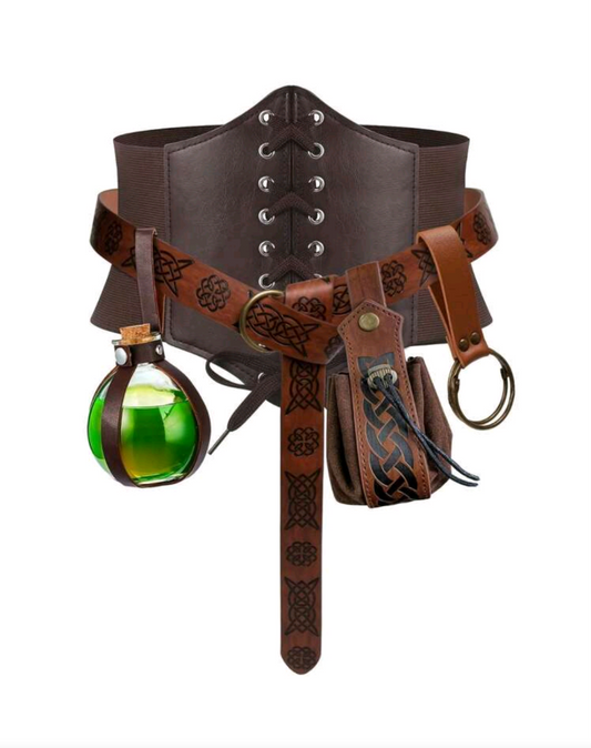 Kit Épico em couro com corset e poções