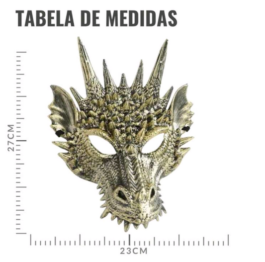 Máscara de dragão dourado - luxo