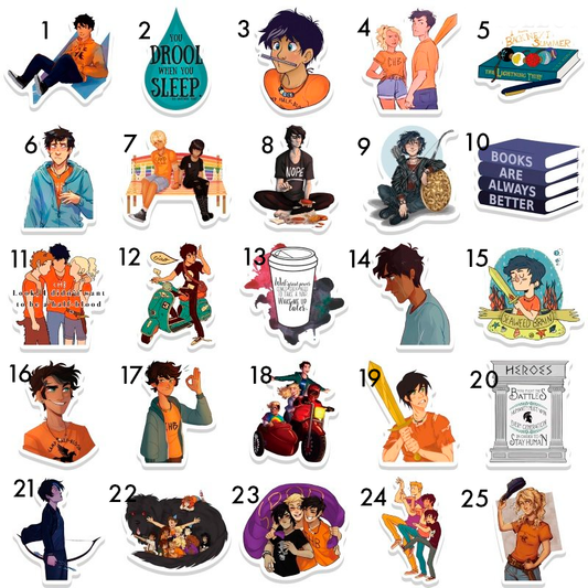 KIT com 5 Adesivos à prova d'agua impermeáveis Percy Jackson - Aleatórios inéditos -