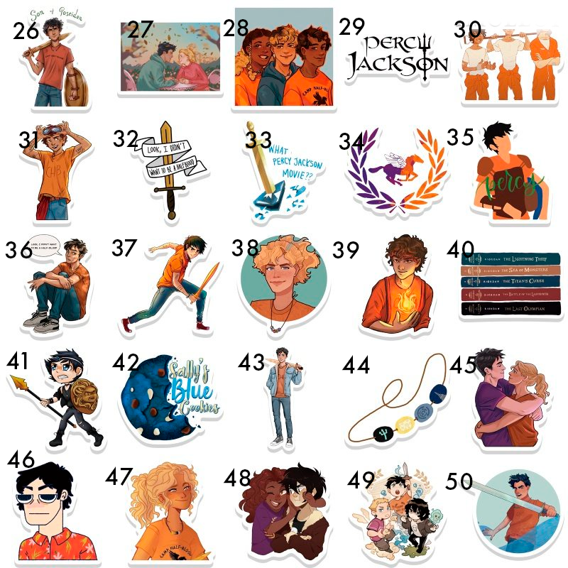 KIT com 5 Adesivos à prova d'agua impermeáveis Percy Jackson - Aleatórios inéditos -