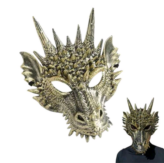 Máscara de dragão dourado - luxo