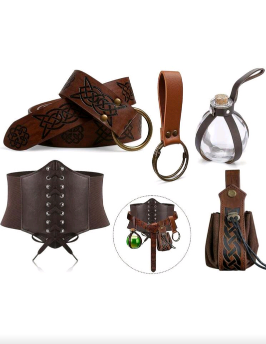 Kit Épico em couro com corset e poções