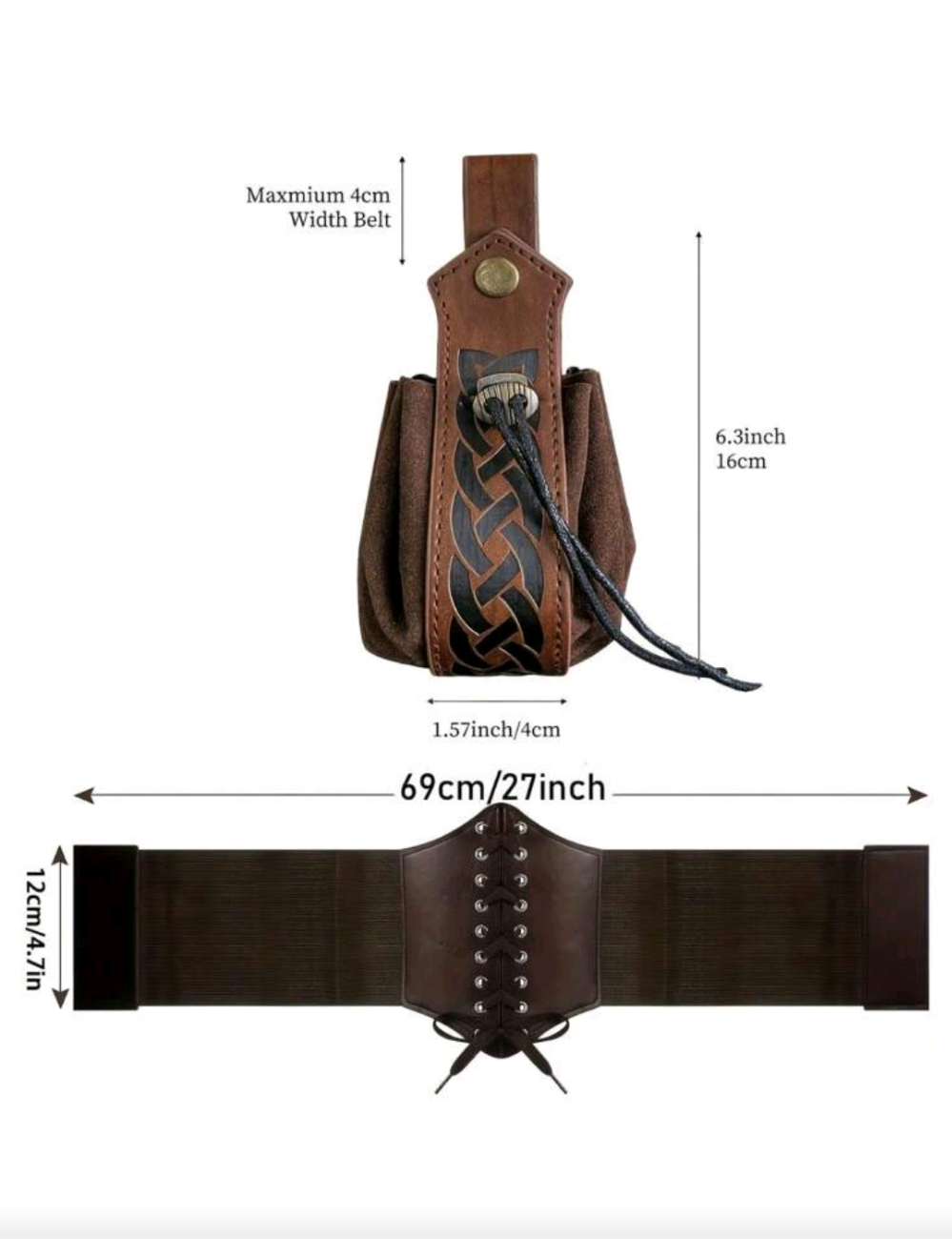 Kit Épico em couro com corset e poções